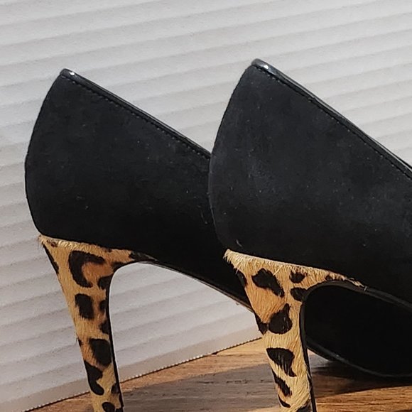 J. Renee Nari Leopard Suede Animal Hair Black Pumps - Picture 5 of 10